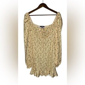 Missguided Women Floral Mini Dress Milkmaid Babydoll Fairy‎ Prairie Dainty NEW 6